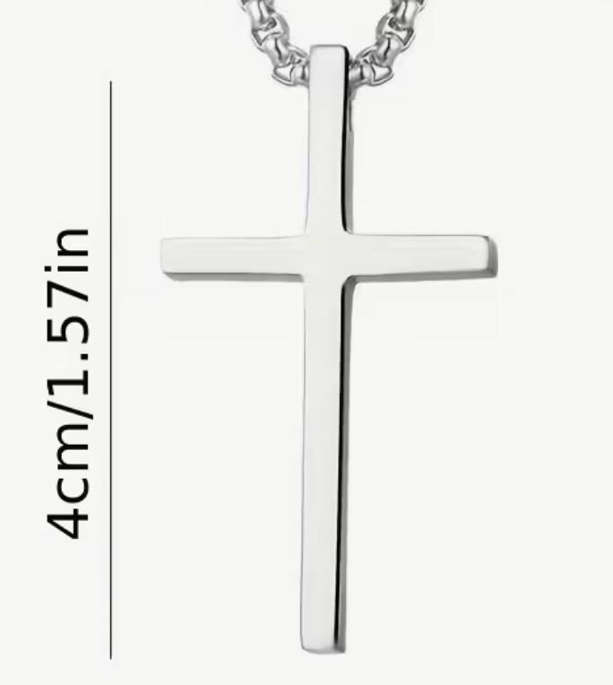 Simple Cross with stainless steel chain.