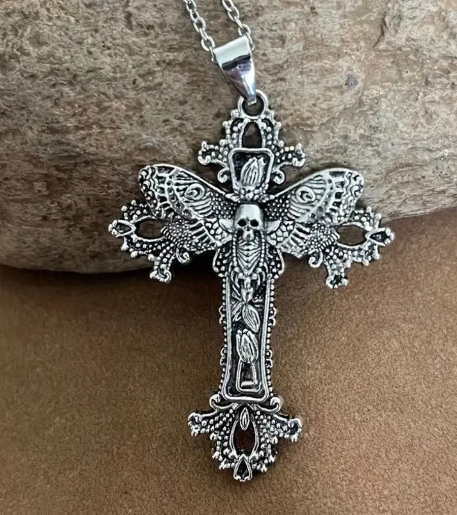 Gothic  Buttery Cross Necklace.
