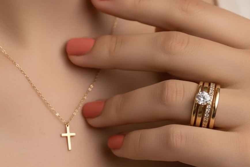 Gold Cross Necklace.