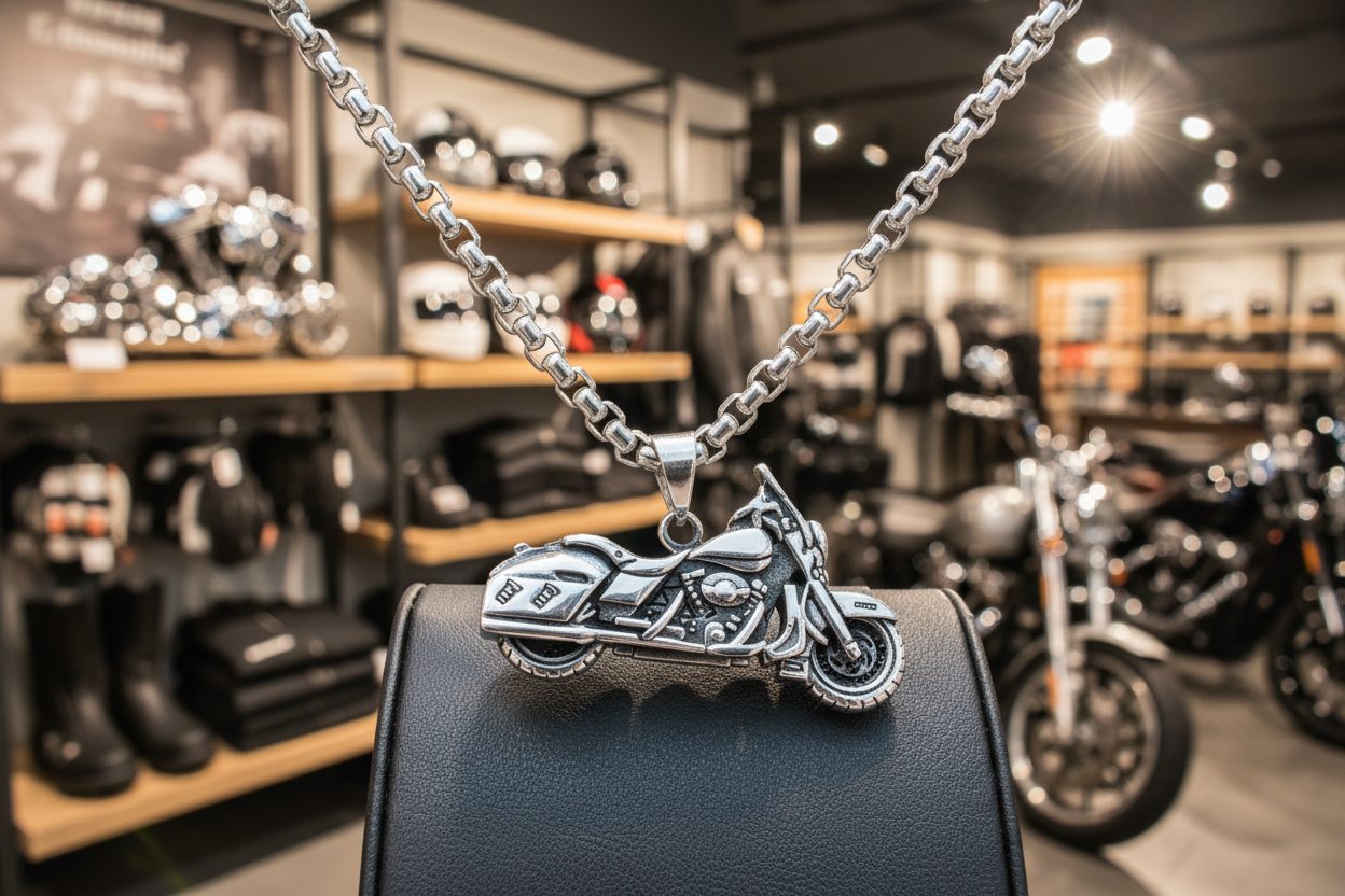 Motorcycle Pendant Necklace.
