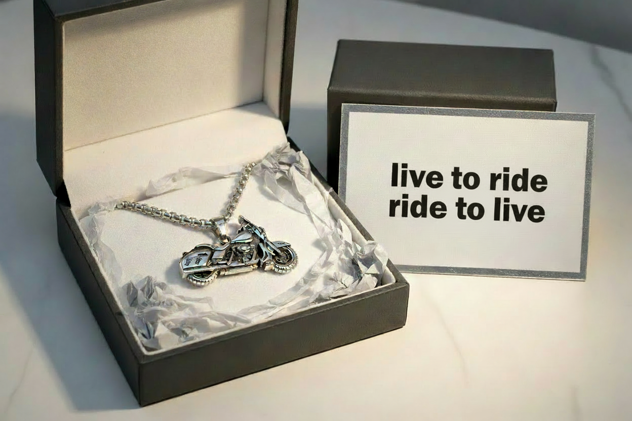 Motorcycle Pendant Necklace.