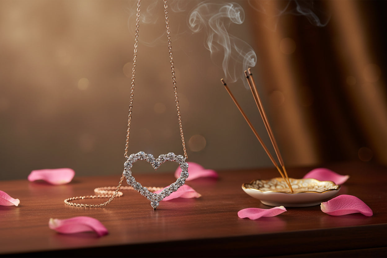 SIMULATED DIAMOND HEART NECKLACE