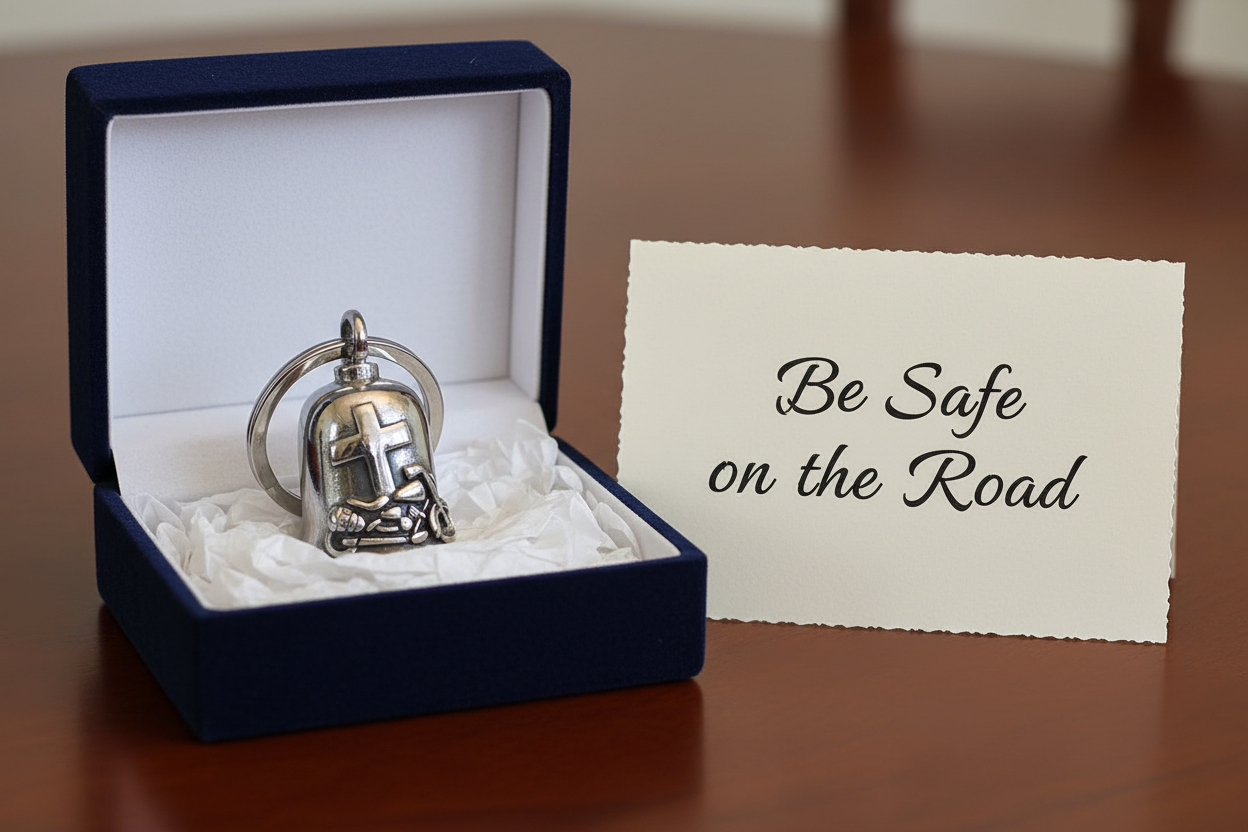 Motorcycle guardian bell. Protection from harm.