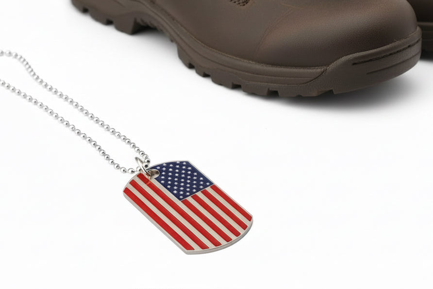 American Flag DogTag Style Necklace