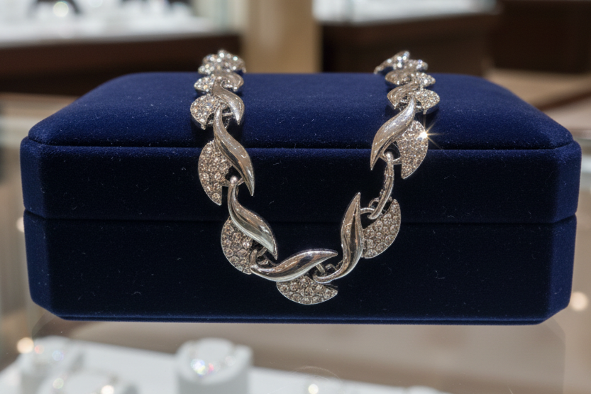 SILVER FAUX DIAMOND BRACELET.