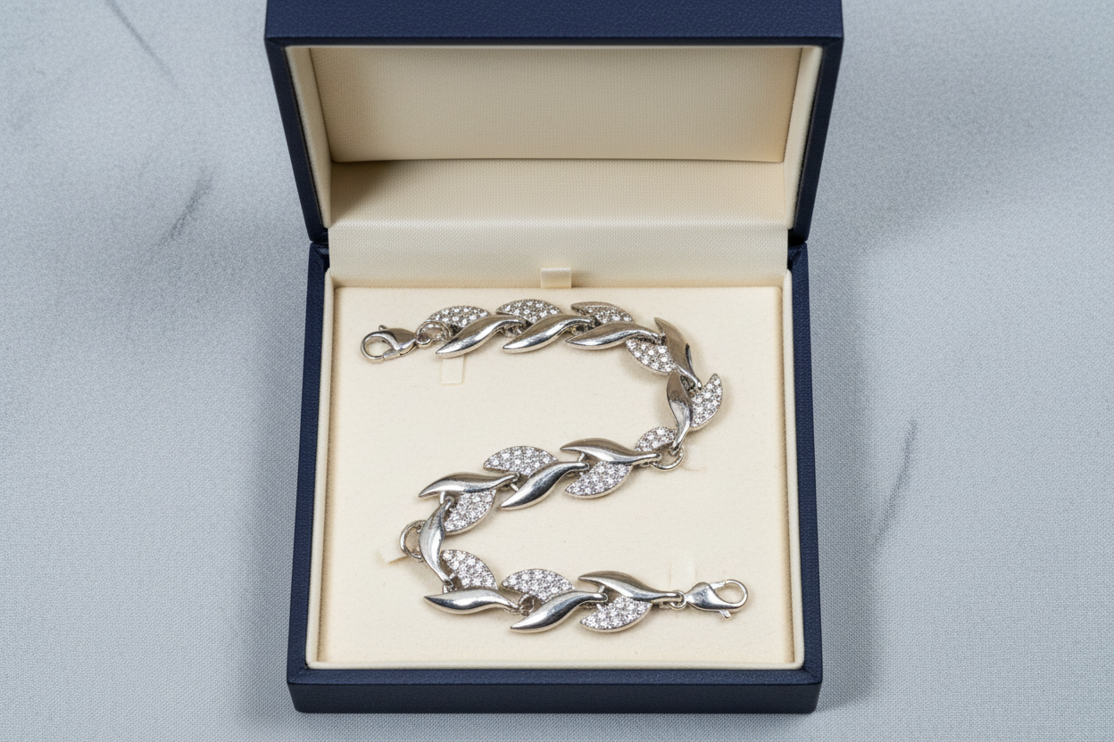 SILVER FAUX DIAMOND BRACELET.