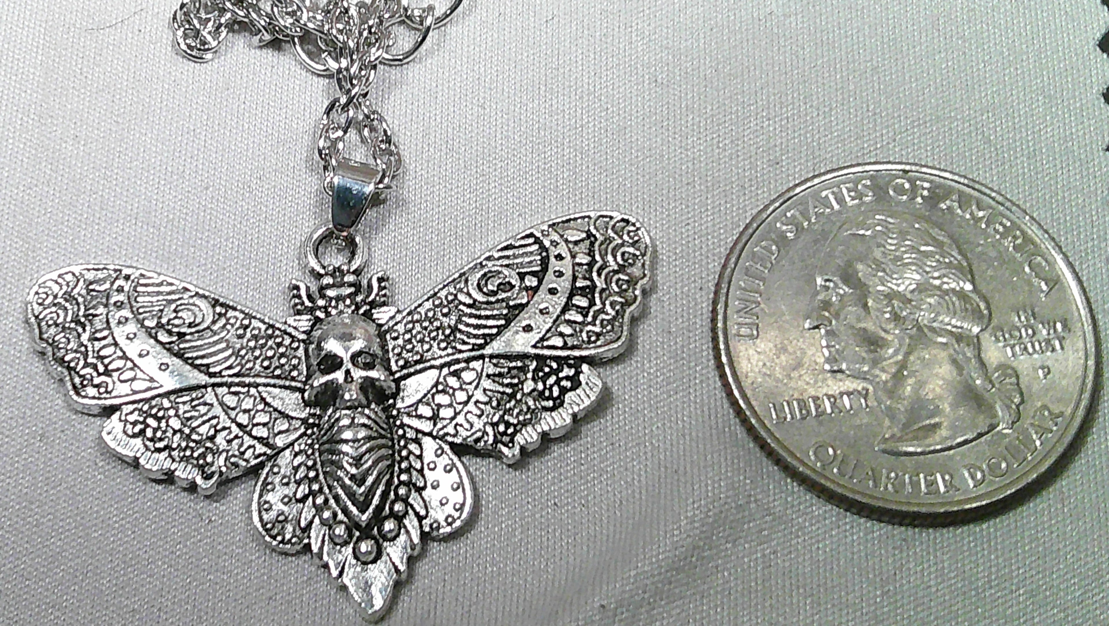 Gothic Retro Style. Butterfly pendant and chain