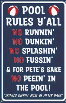Pool rules rules for the swimming pool