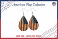 AMERICAN FLAG COLLECTION. Teardrop shaped earrings.