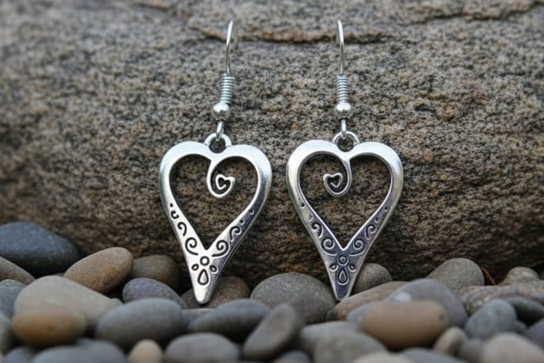 Hollow Heart Design Earrings.