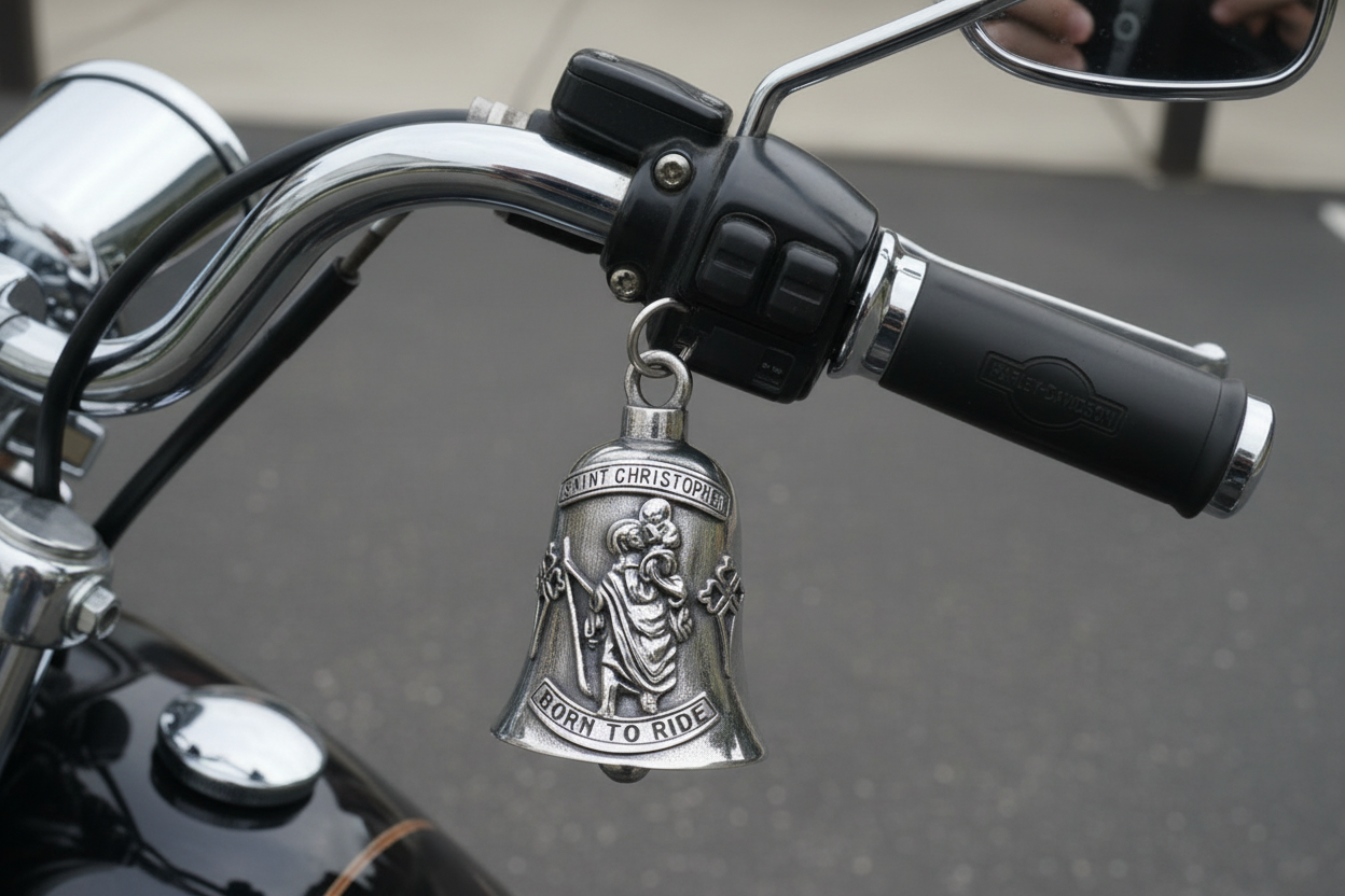 Motorcycle guardian bell. Protection from harm.
