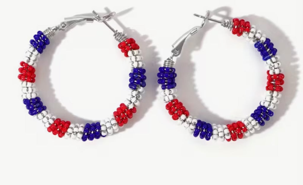 American Flag Heart Design Earrings.