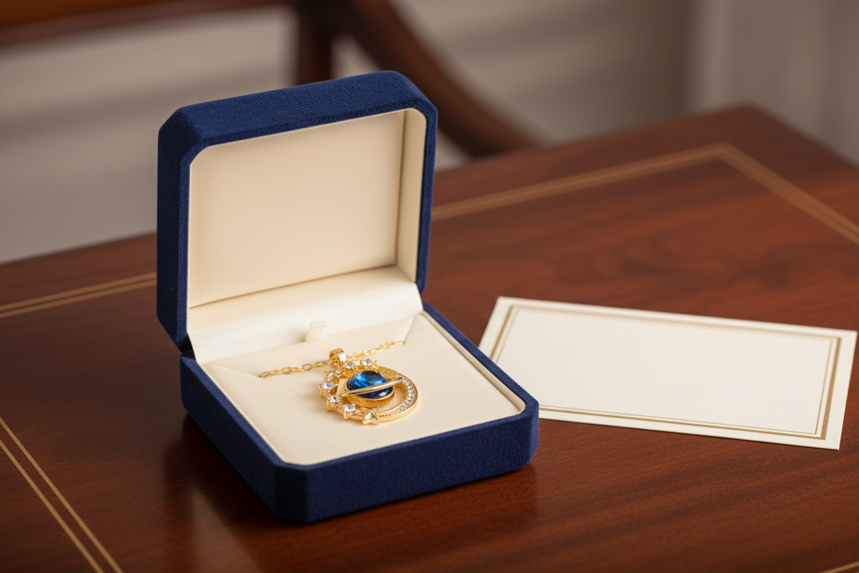 Blue Eye And Simulated Stones Cross Necklace.