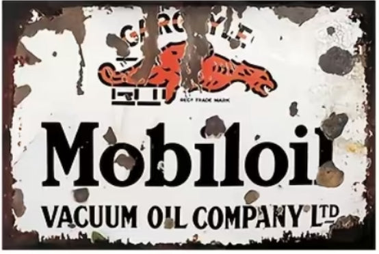 Mobile oil, garage sign