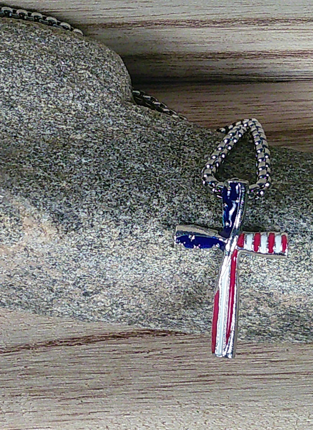 American Flag Cross Necklace.