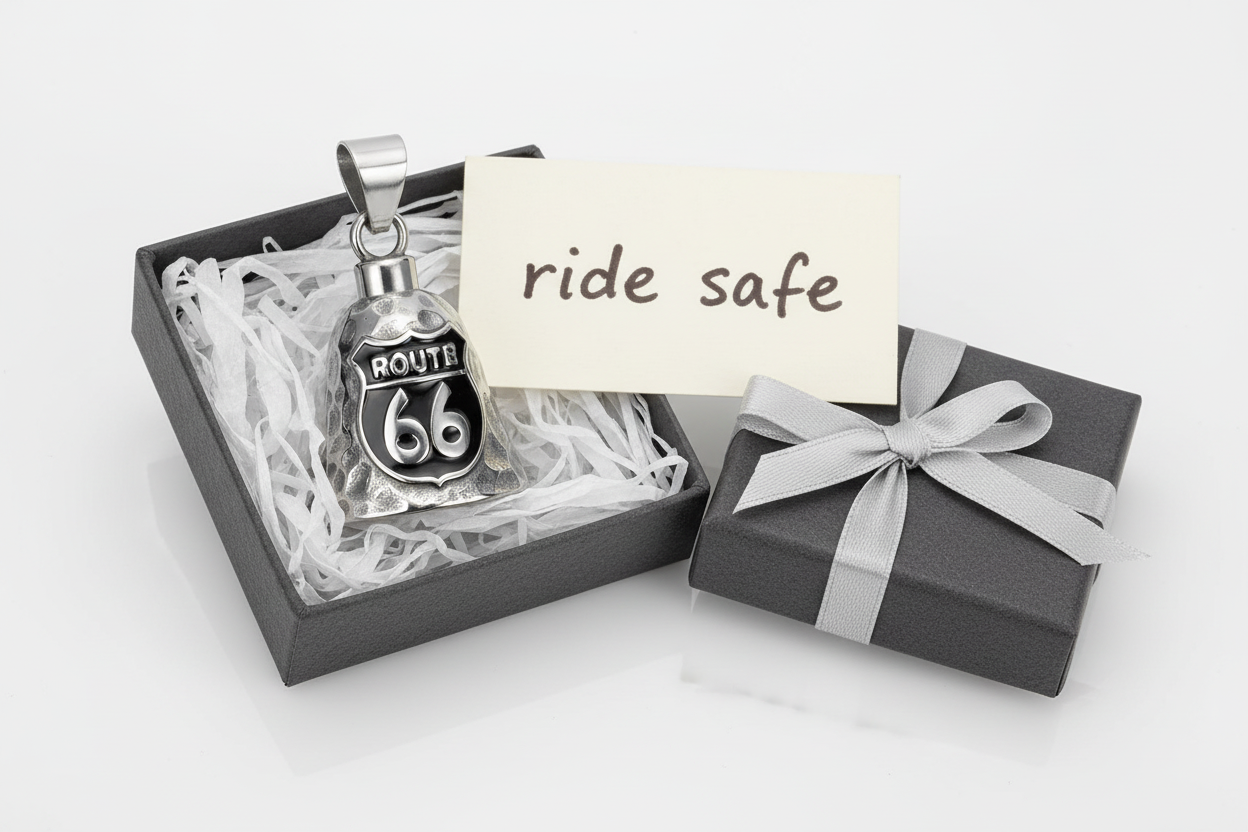 Motorcycle guardian bell. Protection from harm.