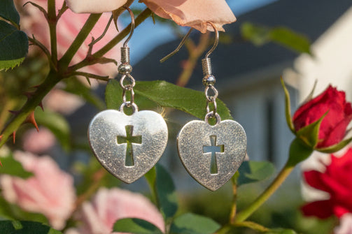 Heart and Cross Earrings.
