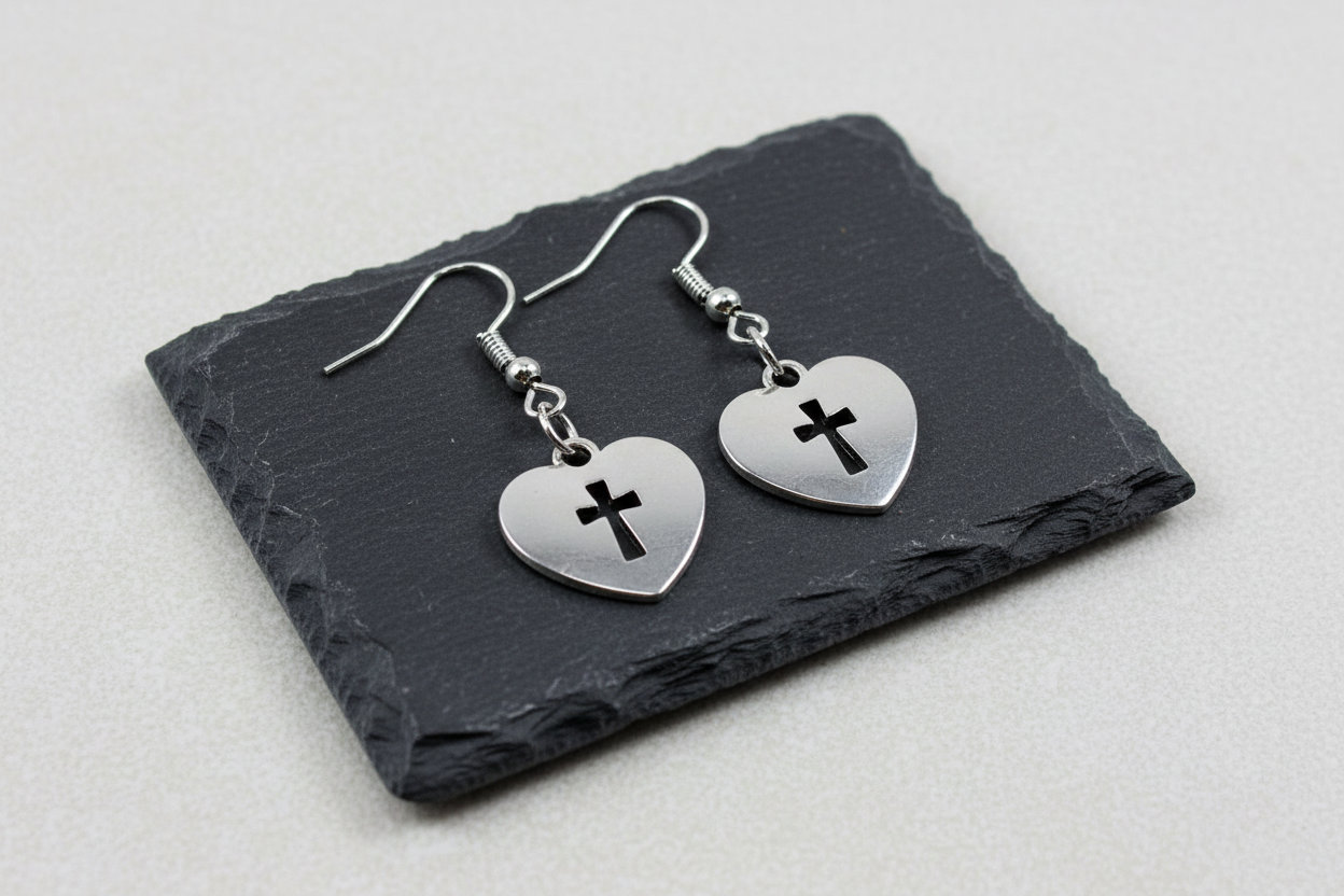 Heart and Cross Earrings.