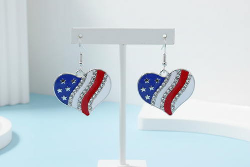 American Flag Heart Design Earrings.