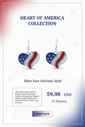 American Flag Heart Design Earrings.