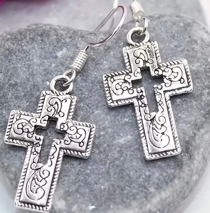 Hollow Cross Earrings.