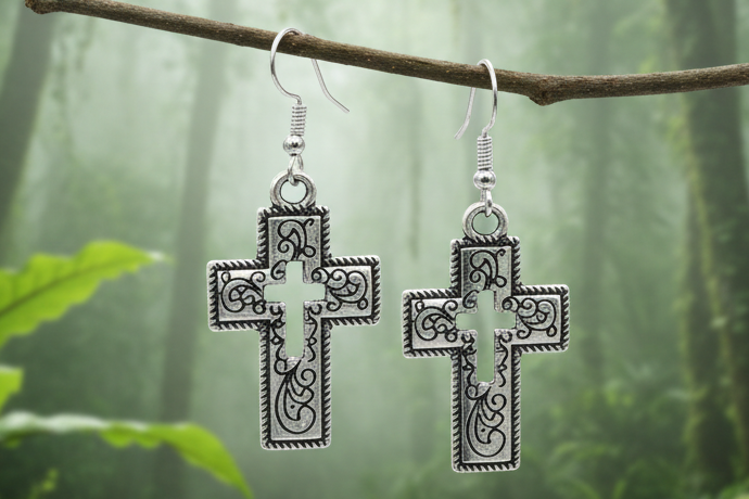 Hollow Cross Earrings.