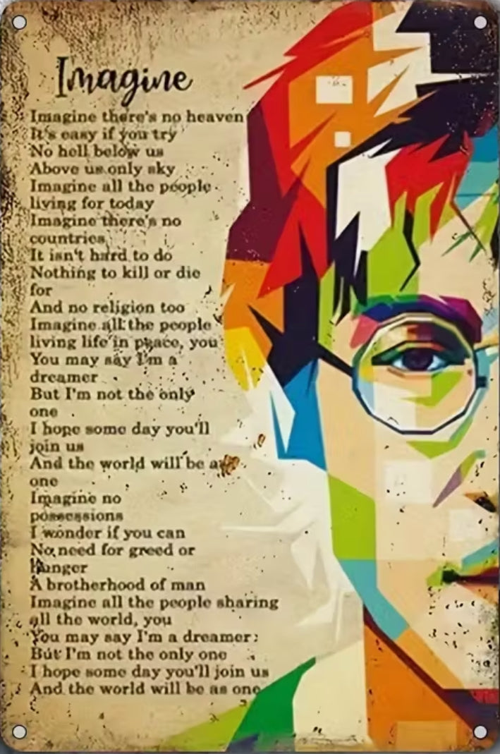 John Lennon imagine song imagine Beatles Metal art.
