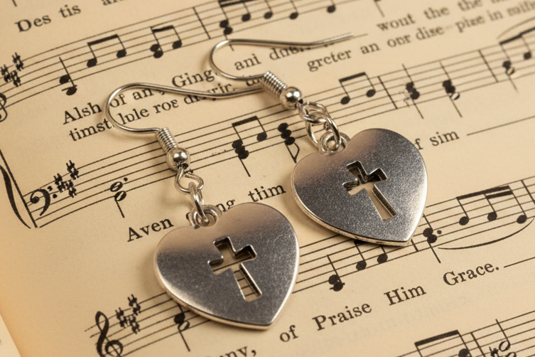 Heart and Cross Earrings.