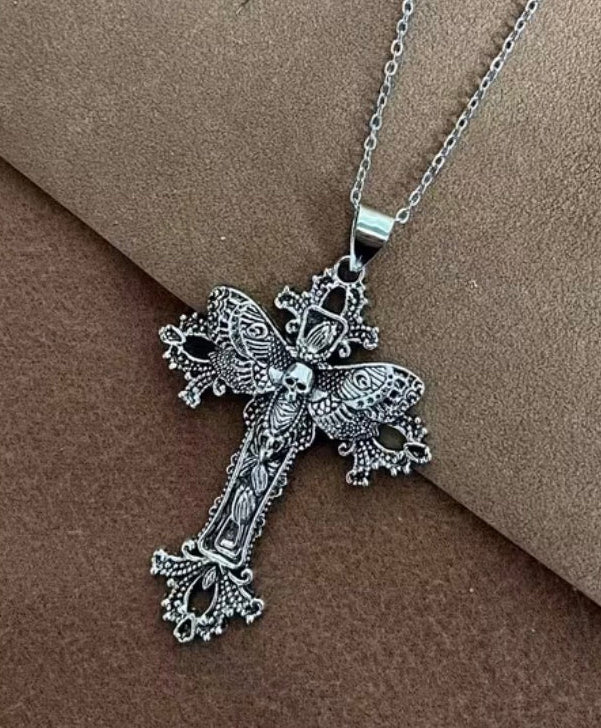 Gothic  Buttery Cross Necklace.