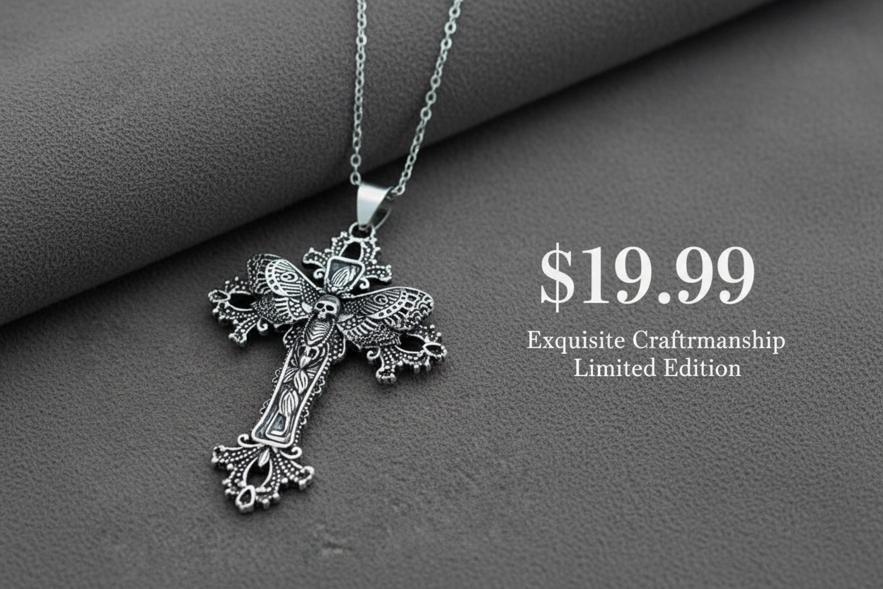 Gothic  Buttery Cross Necklace.