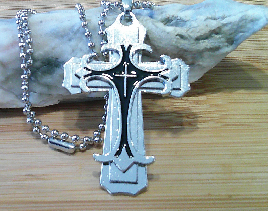 Oil Drip Cross Necklace. Punk, Hip-Hop Style.