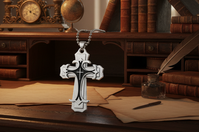 Oil Drip Cross Necklace. Punk, Hip-Hop Style.