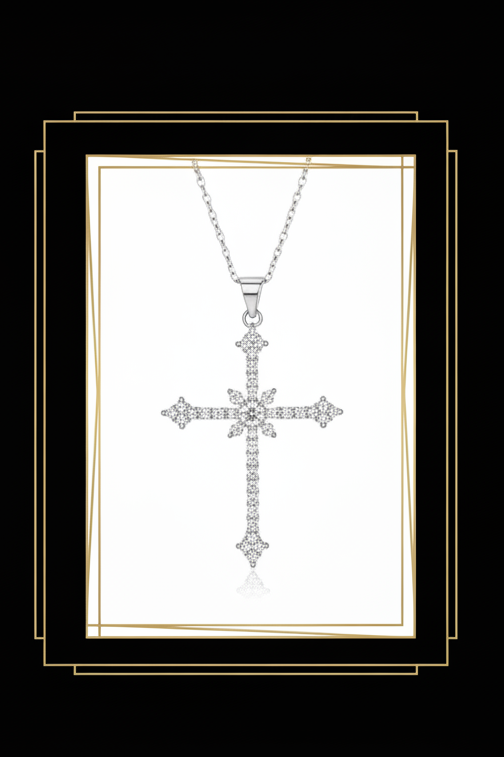 Simulated Diamonds Cross Necklace.