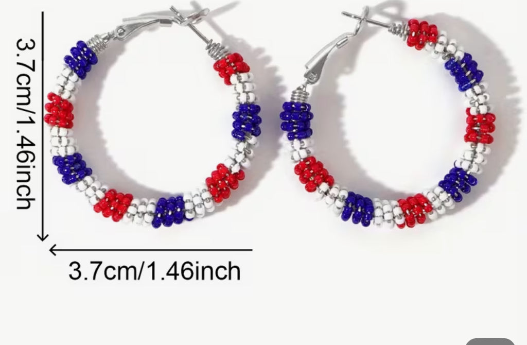 American Flag Heart Design Earrings.
