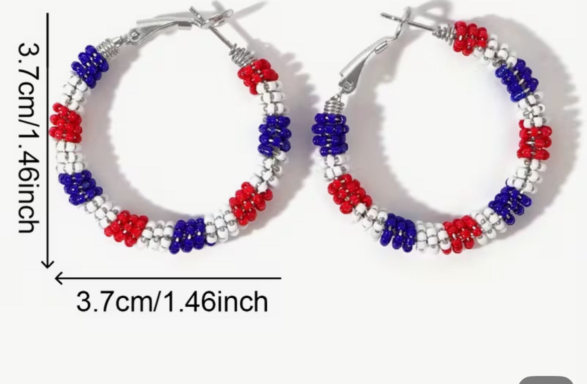 American Flag Heart Design Earrings.