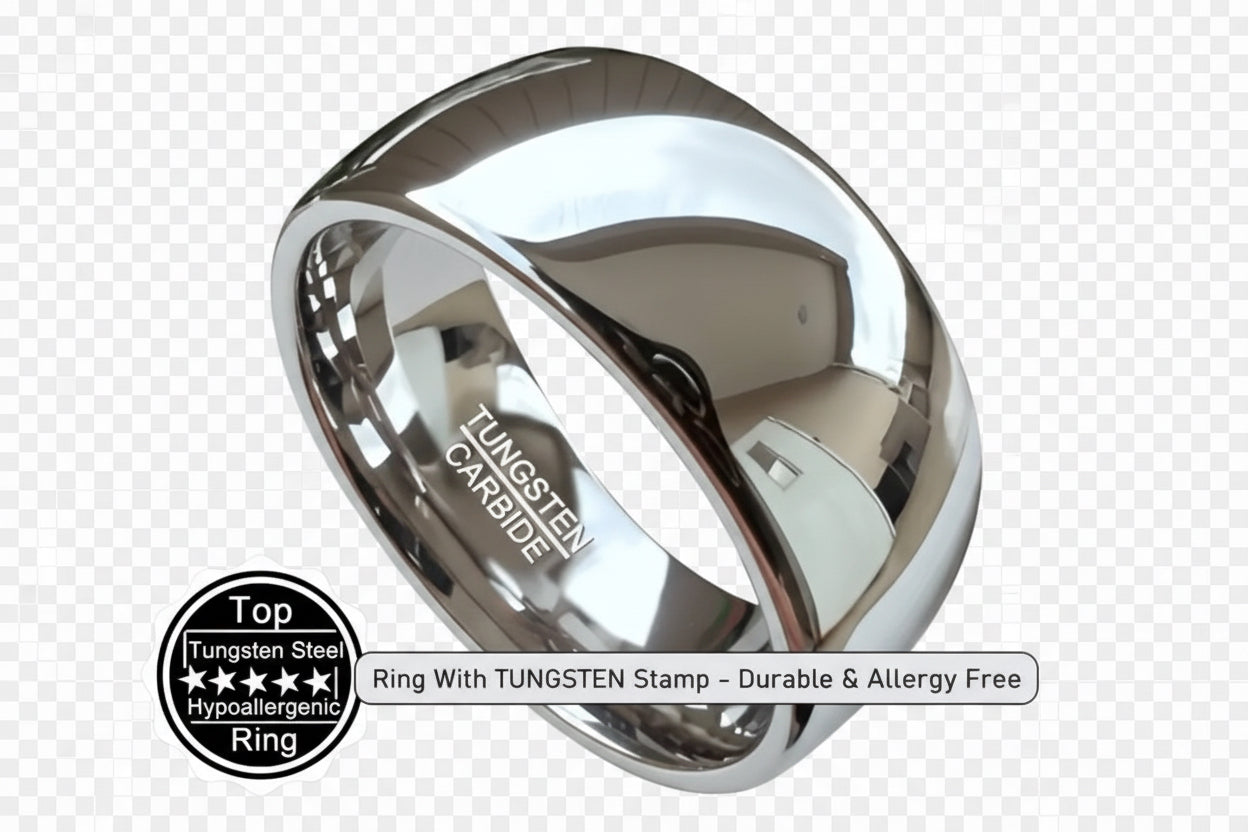 Tungsten Carbide Ring. Silver Band.