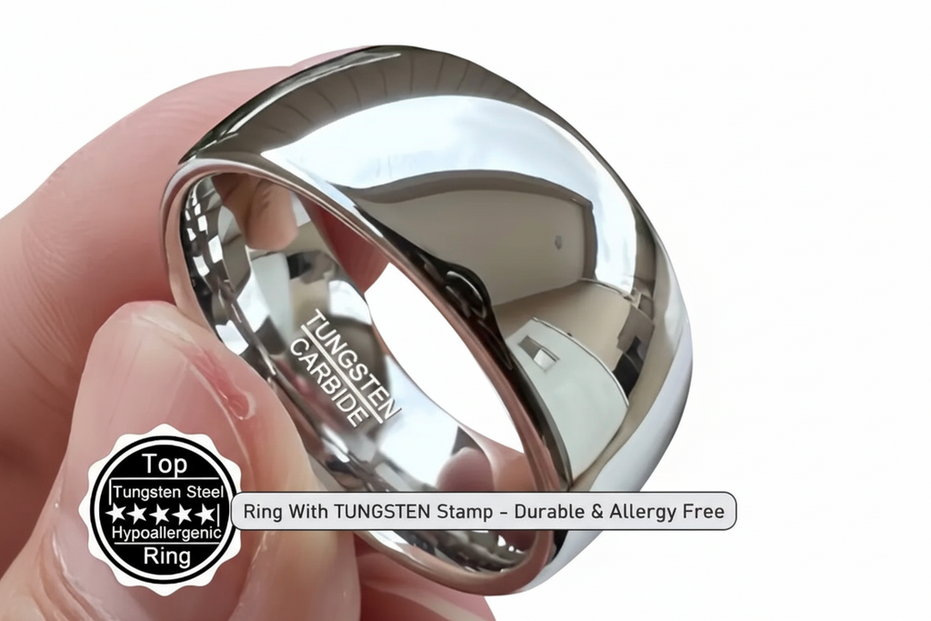 Tungsten Carbide Ring. Silver Band.