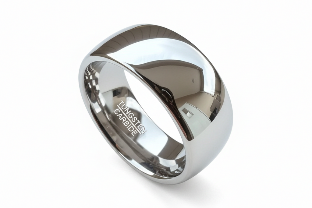 Tungsten Carbide Ring. Silver Band.