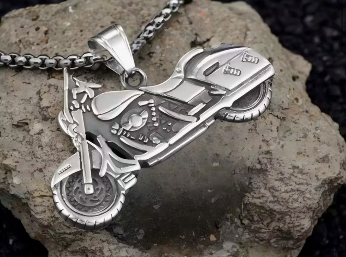 Motorcycle Pendant Necklace.