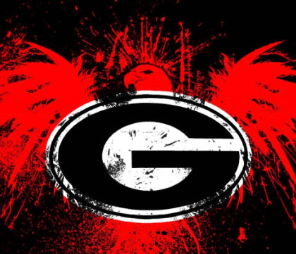 Georgia Bulldogs. Red Sparkling G Emblem.