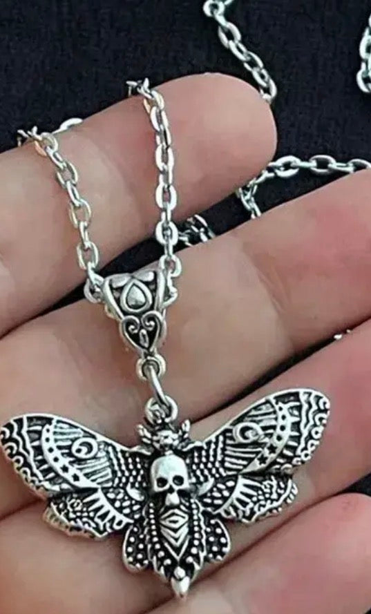 Gothic Retro Style. Butterfly pendant and chain