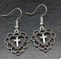 Heart and Cross Style Earrings.