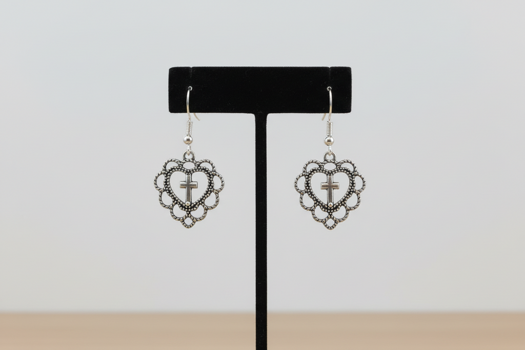 Heart and Cross Style Earrings.