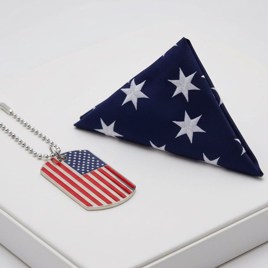 American Flag DogTag Style Necklace