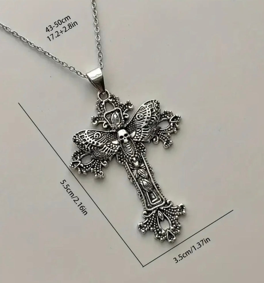 Gothic  Buttery Cross Necklace.