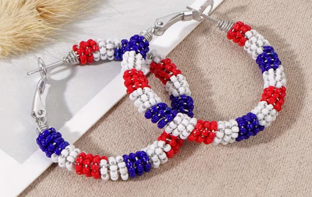 American Flag Heart Design Earrings.