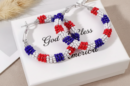 American Flag Heart Design Earrings.