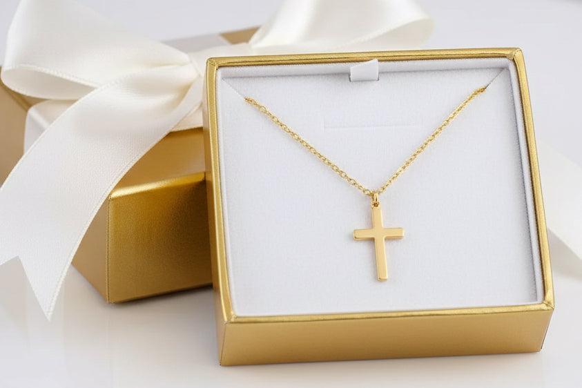 Gold Cross Necklace.