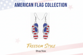 Sandals earrings in American Red White And Blue. Flag design .