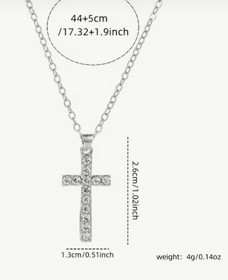 Simulated Zirconia Cross Necklace.